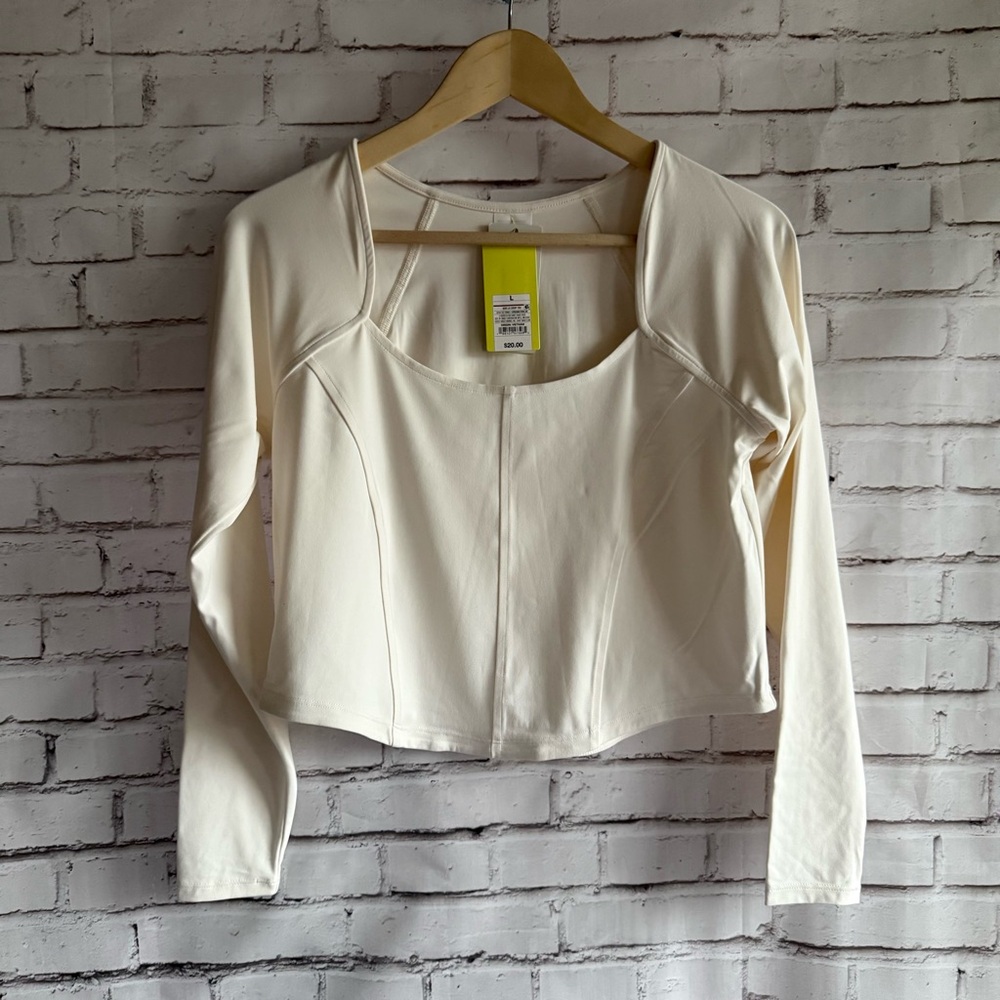Women's Cream Long Sleeve Active Top